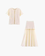 Completo Maxine: Top in Maglia e Gonna Plissettata