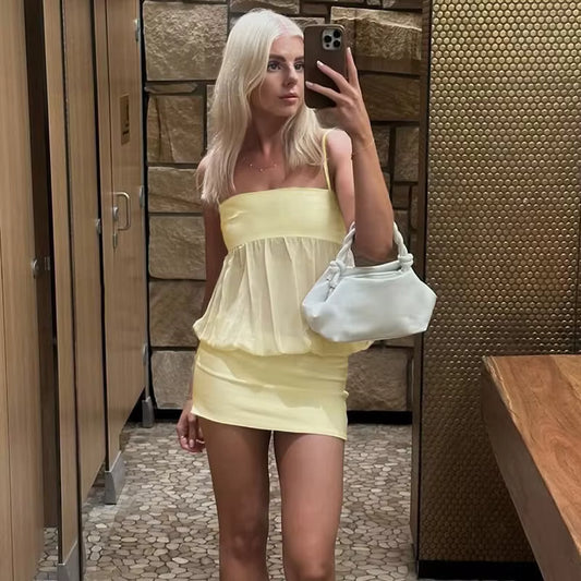 Abito Mini Bodycon Mei con Spalle Scoperte in Rete