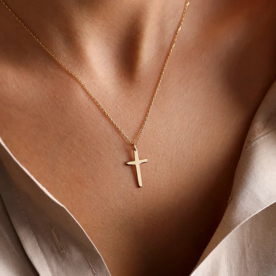 ZEYA - Melinda Necklace - Stainless Steel Cross Pendant with Adjustable Chain