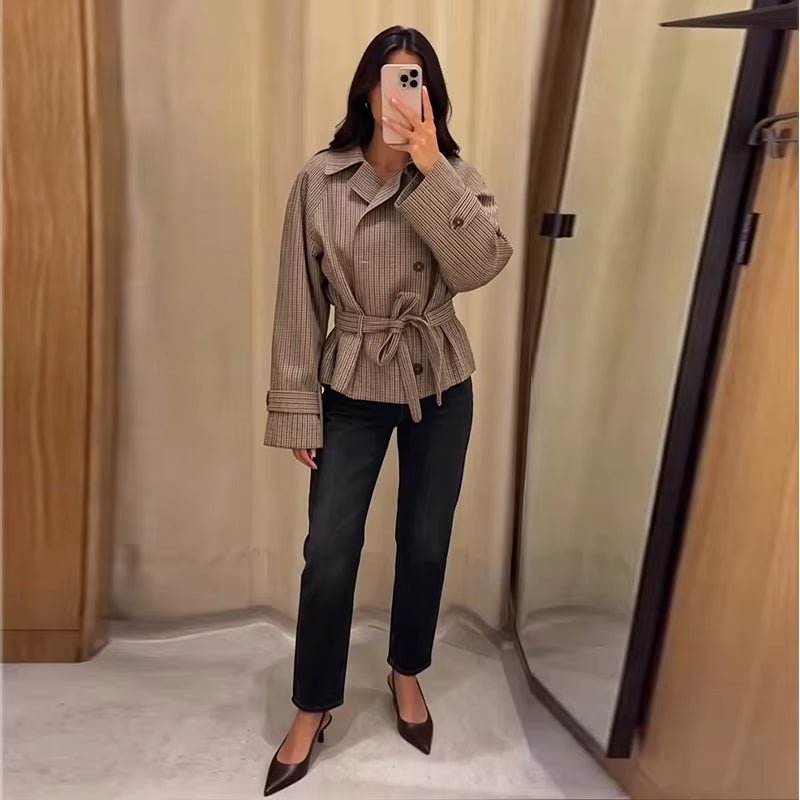 ZEYA - Melissa Plaid Belted Trench Coat