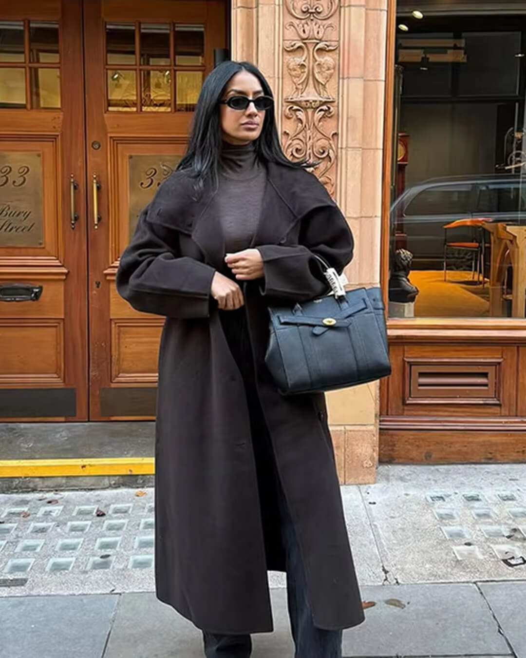 ZEYA - Meryl Stand Up Collar Belted Long Coat