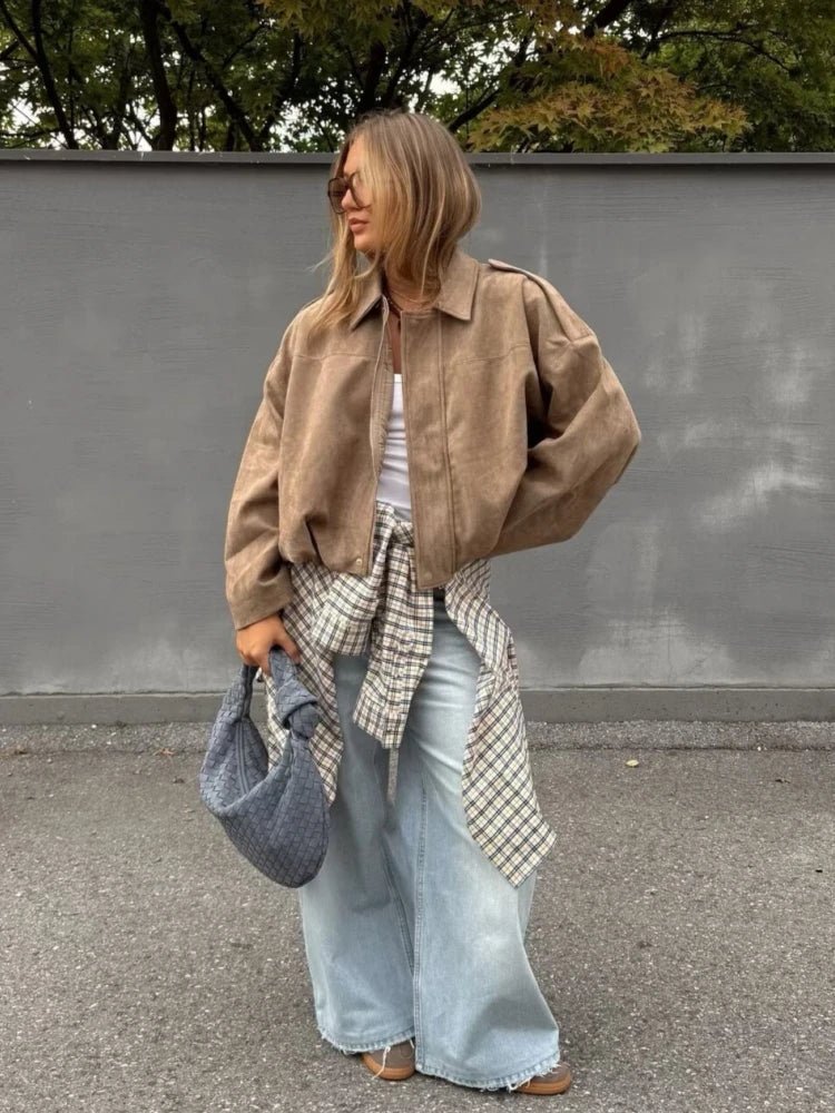 ZEYA - Mia Suede Oversized Zip Jacket