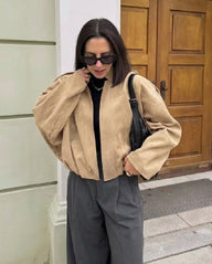Mia Suédine Veste Zippée Oversize
