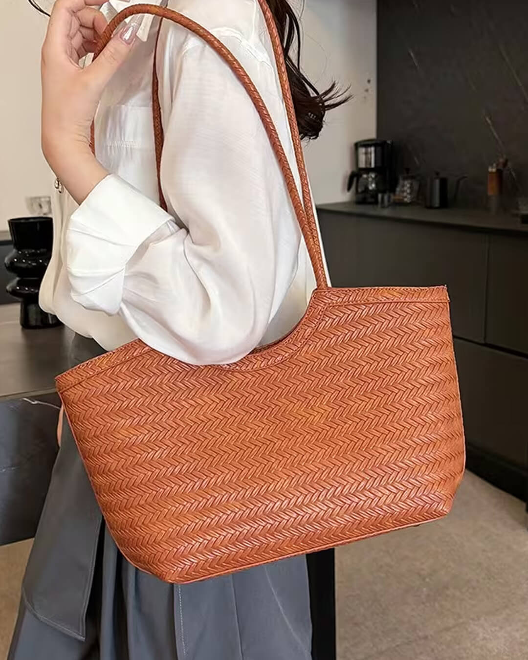 ZEYA - Mica Woven Faux Leather Bag