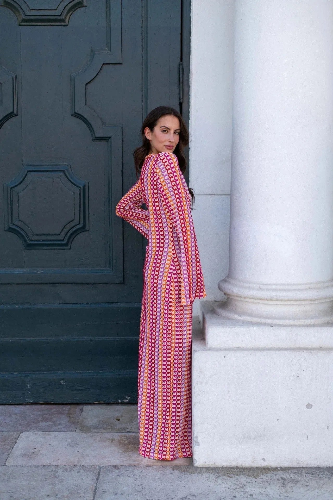 ZEYA - Miriam Crochet Stripe Maxi Dress