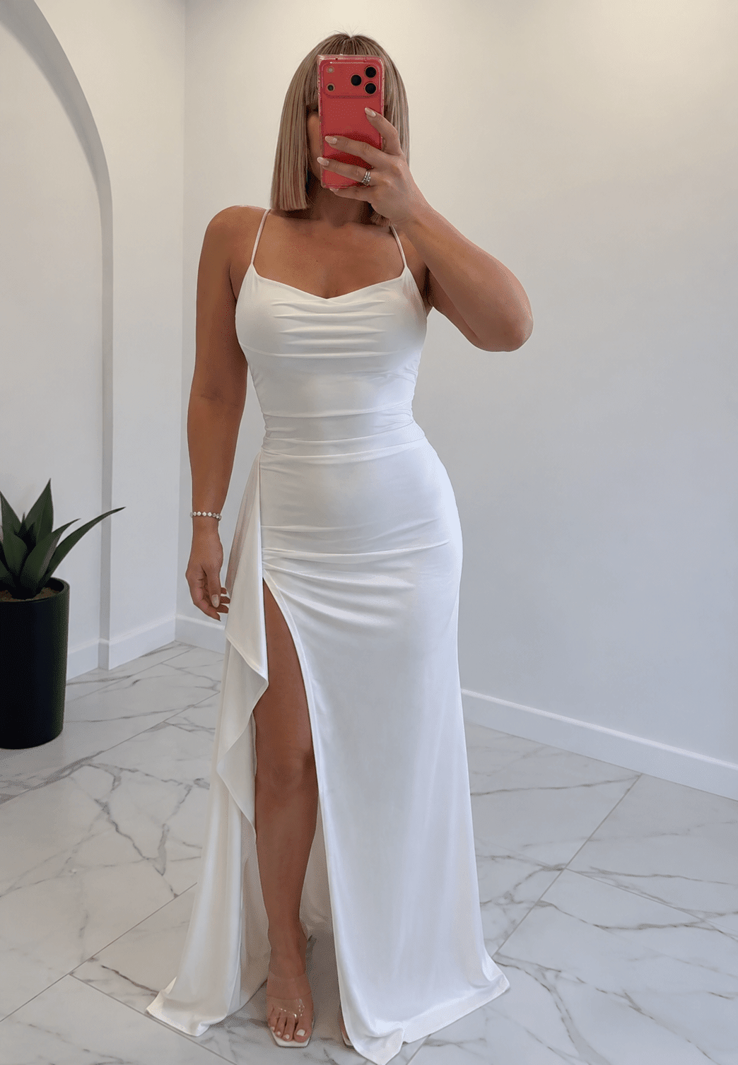 ZEYA - Monica Satin Open-Back Maxi Dress