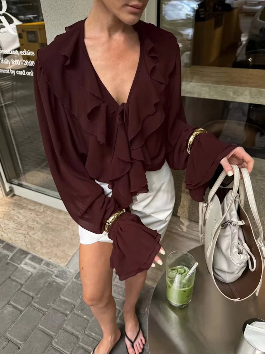 ZEYA - Monica Tie Neck Ruffled Blouse