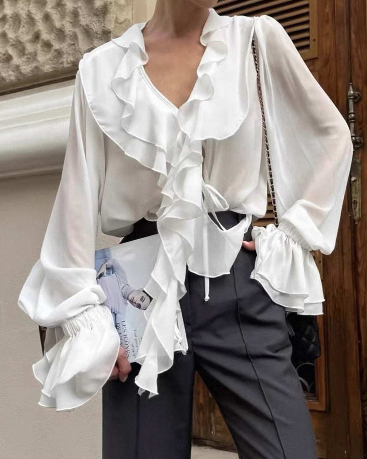 ZEYA - Monica Tie Neck Ruffled Blouse