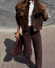 Giacca Bomber in Pelle Scamosciata Nadine