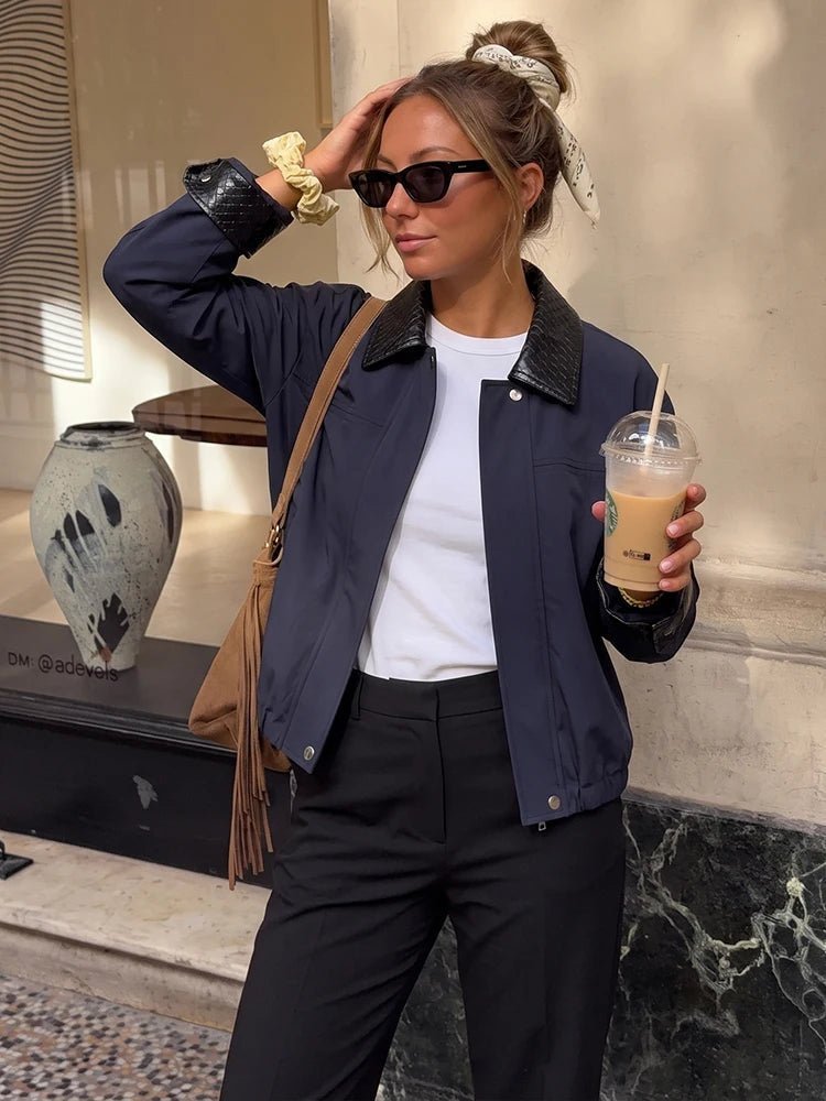 ZEYA - Naomi Contrast Collar Bomber Jacket