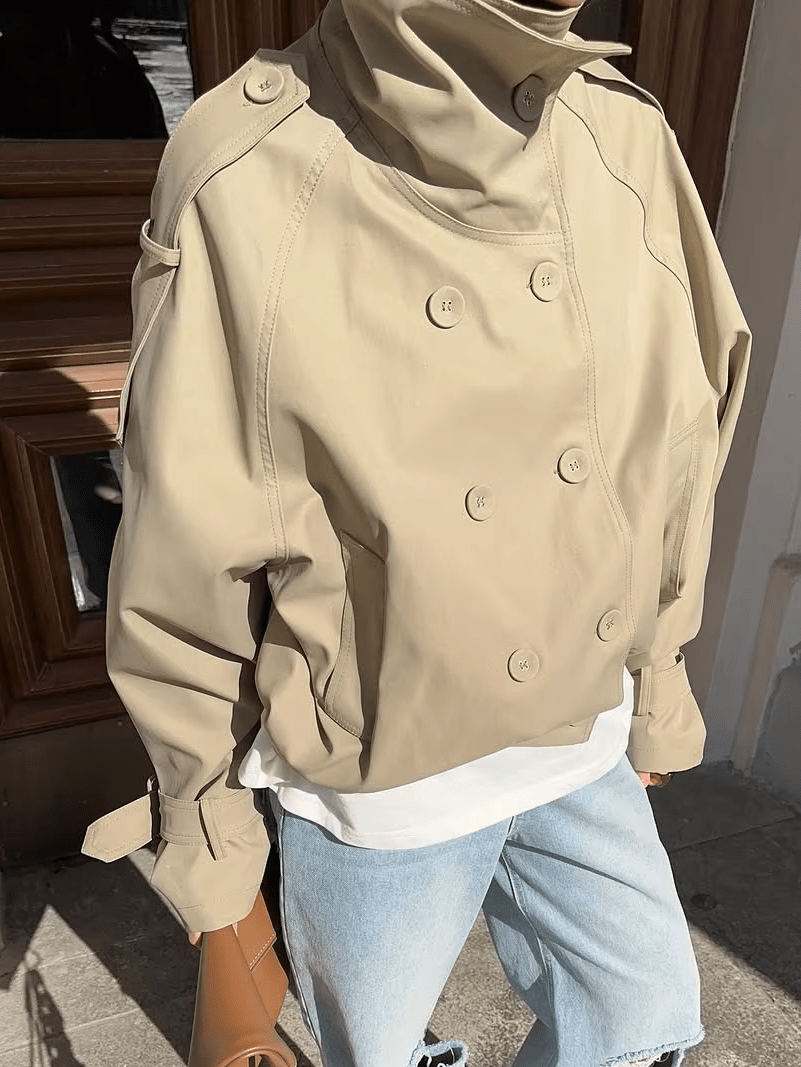 ZEYA - Natalie High Funnel Neck Cropped Trench Jacket