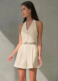 Nicole Tailored Halter Vest & Shorts Set