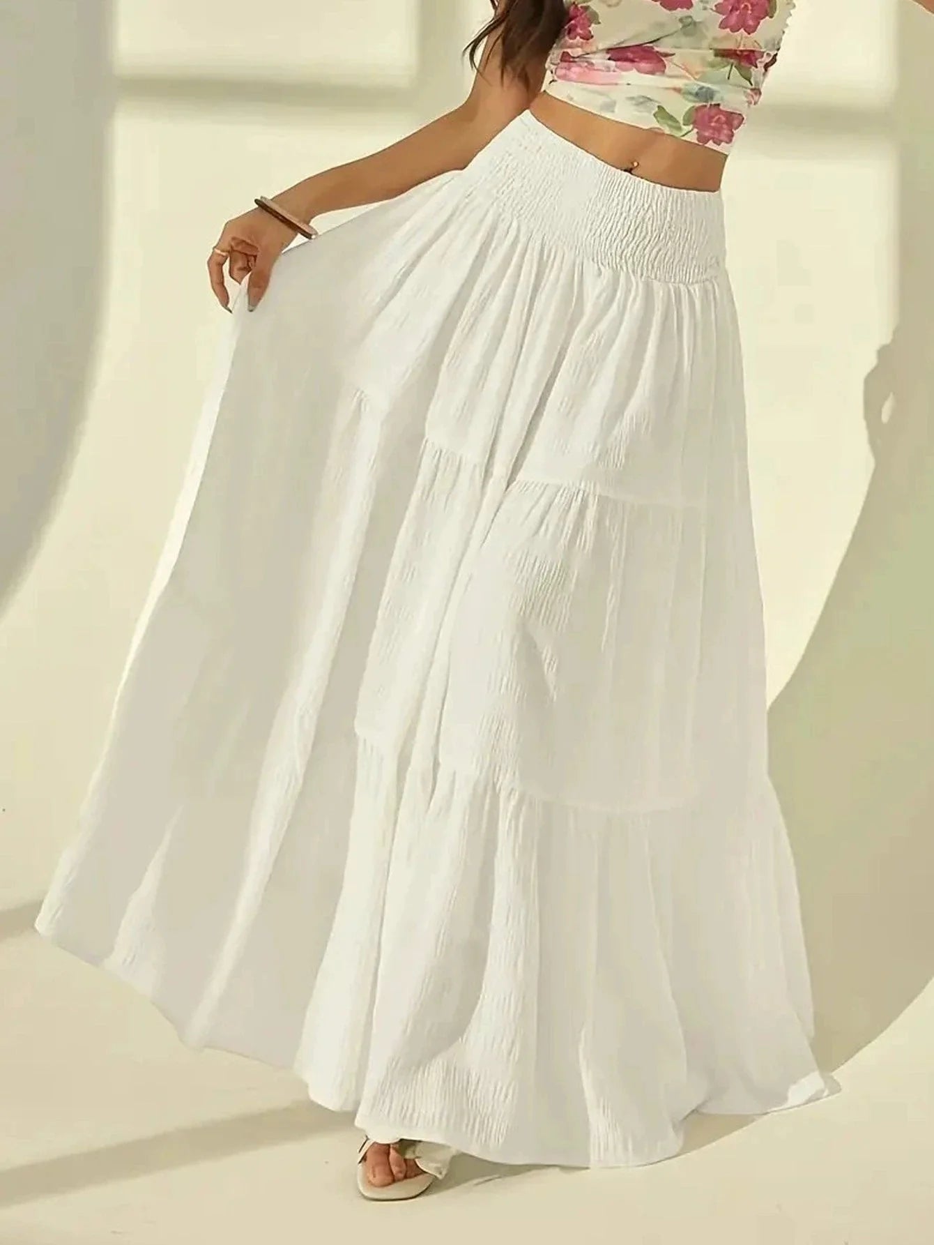 ZEYA - Octavia Tiered Maxi Skirt Elastic Waist