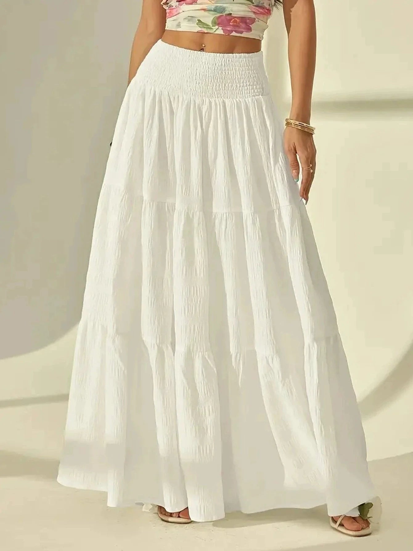 ZEYA - Octavia Tiered Maxi Skirt Elastic Waist