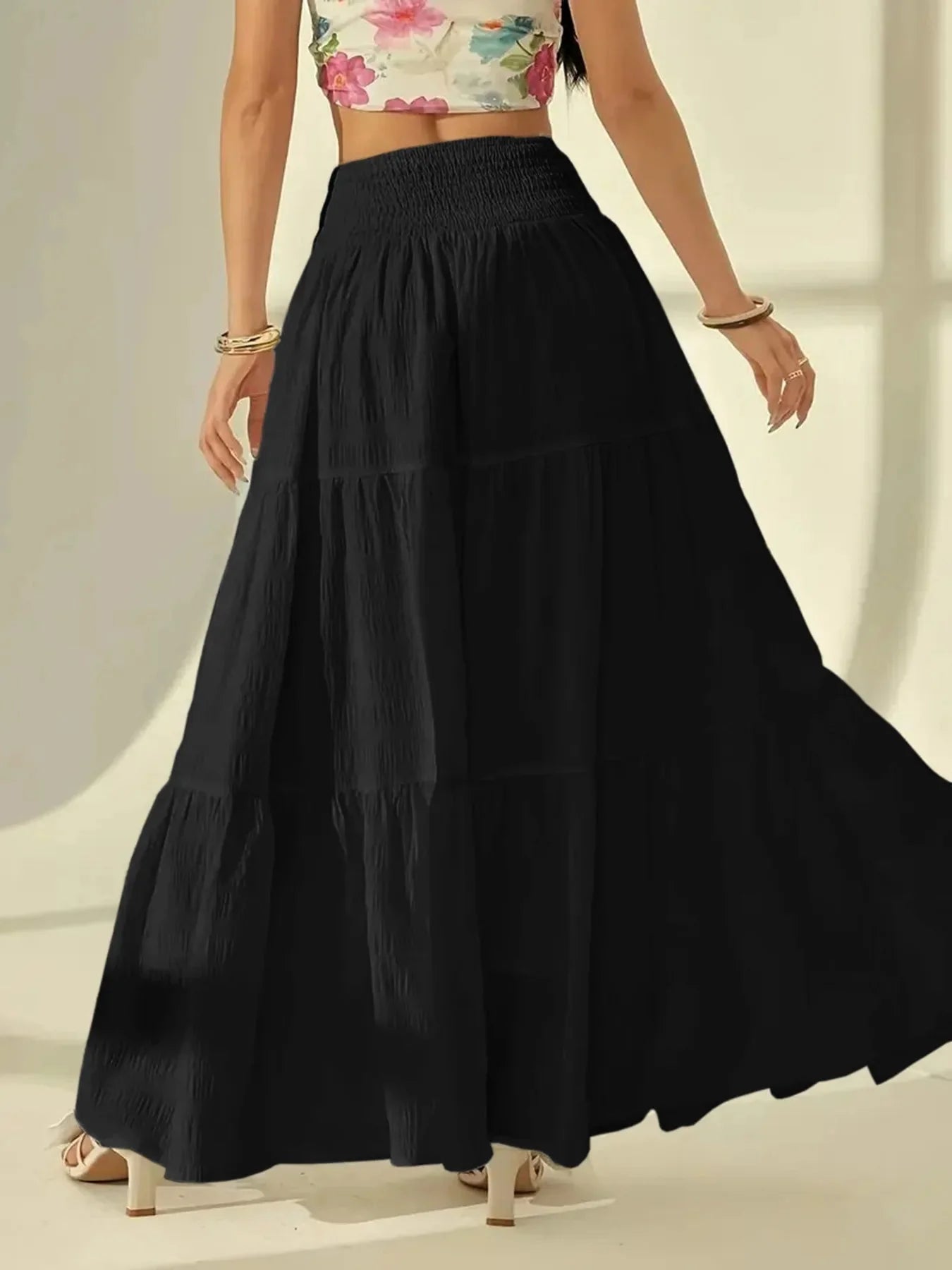 ZEYA - Octavia Tiered Maxi Skirt Elastic Waist