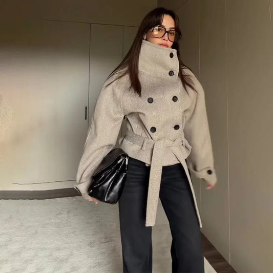 ZEYA - Olivia Belted Funnel Neck Coat