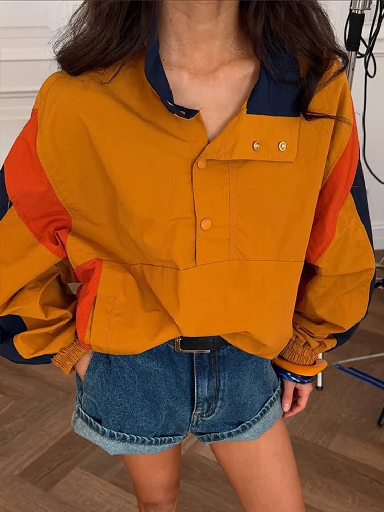 ZEYA - Olivia Oversized Colorblock Cropped Jacket