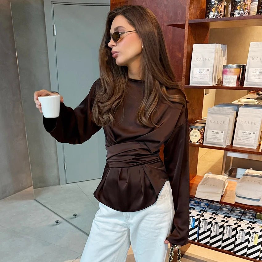 ZEYA - Penelope Tie Back Satin Blouse