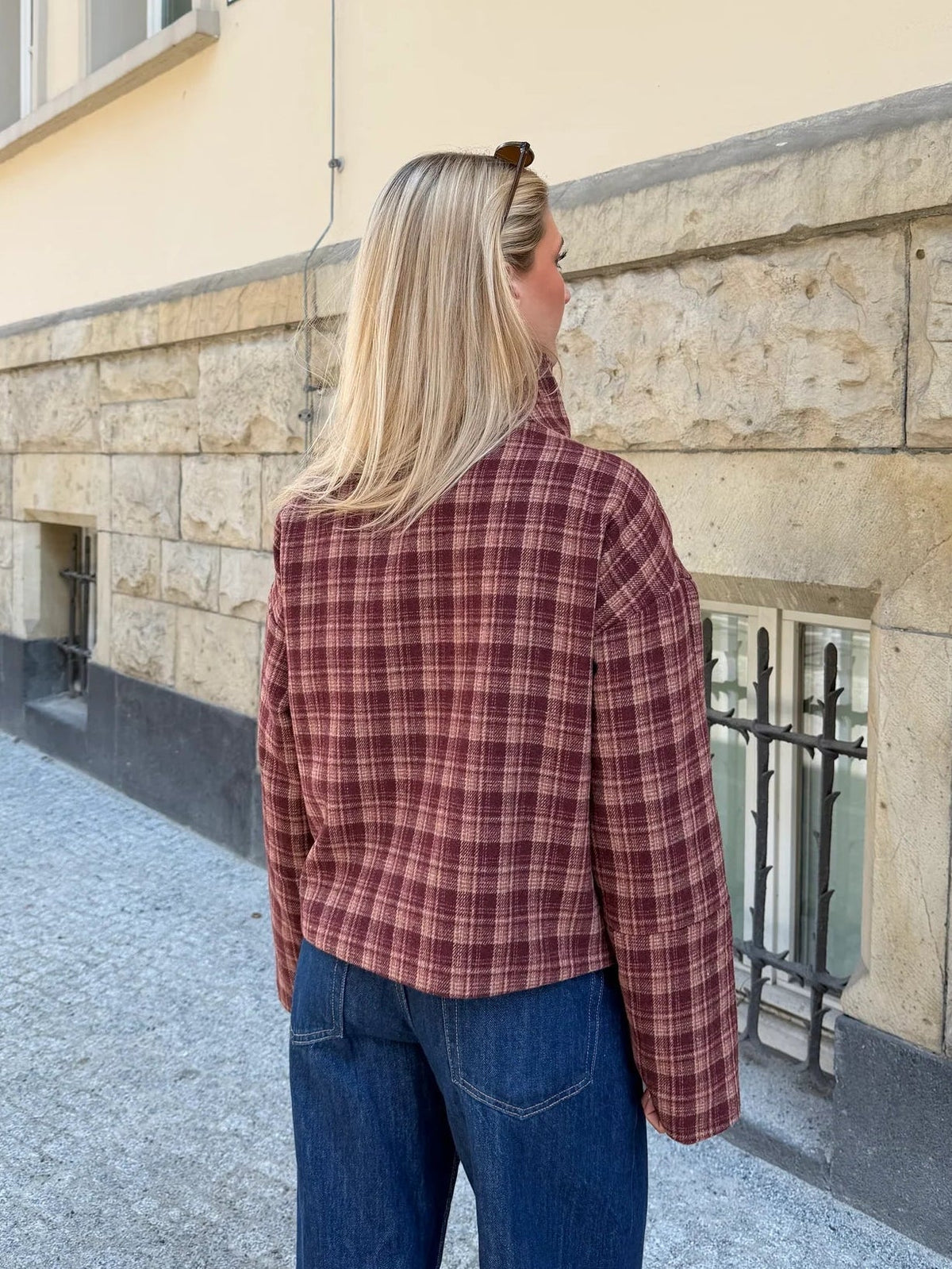 ZEYA - Rachel Plaid Stand Collar Coat