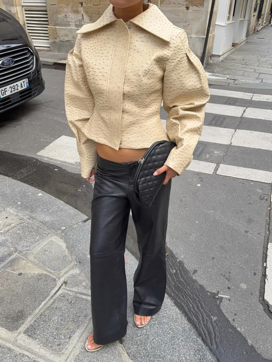 ZEYA - Rionna Ostrich Faux Leather Jacket