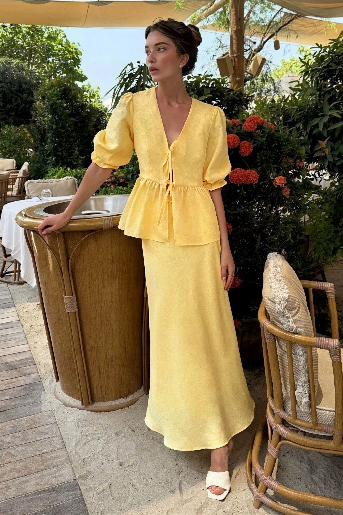 ZEYA - Rivka Tie - Front Ruffle Skirt Set