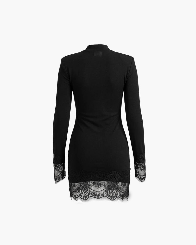 ZEYA - Rose High Neck Keyhole Lace Mini Dress