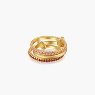 Bague empilée en strass rose rosé