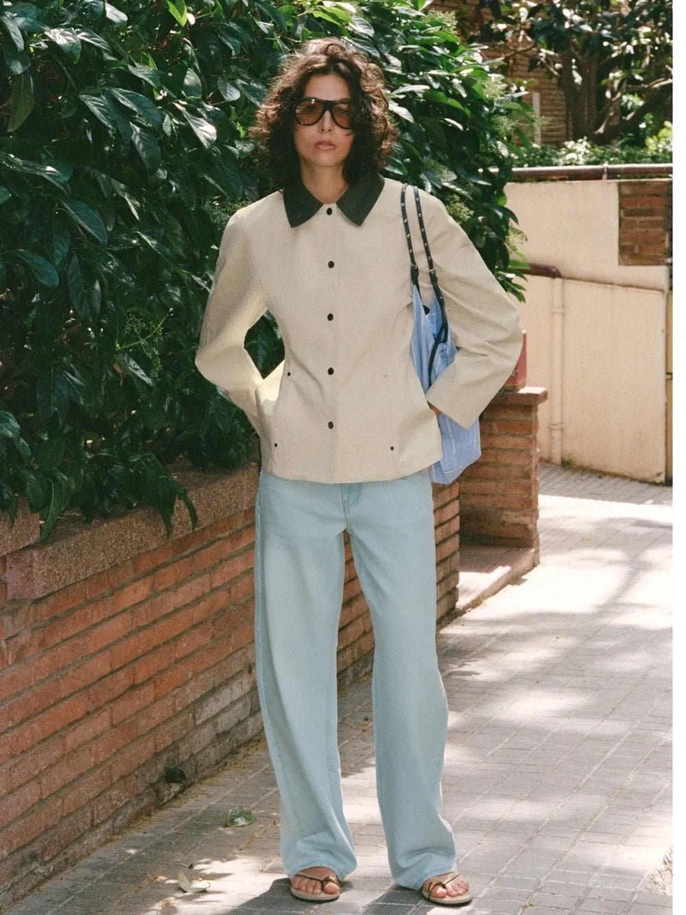 ZEYA - Ruth Contrast Collar Peplum Jacket