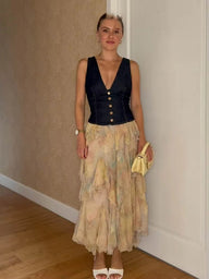 Sabine gestufter Boho-Maxi-Rock