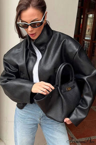Veste zippée Sally en simili cuir