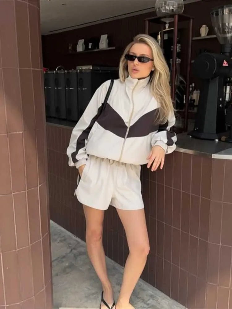 ZEYA - Sandra Chevron Windbreaker Shorts Set