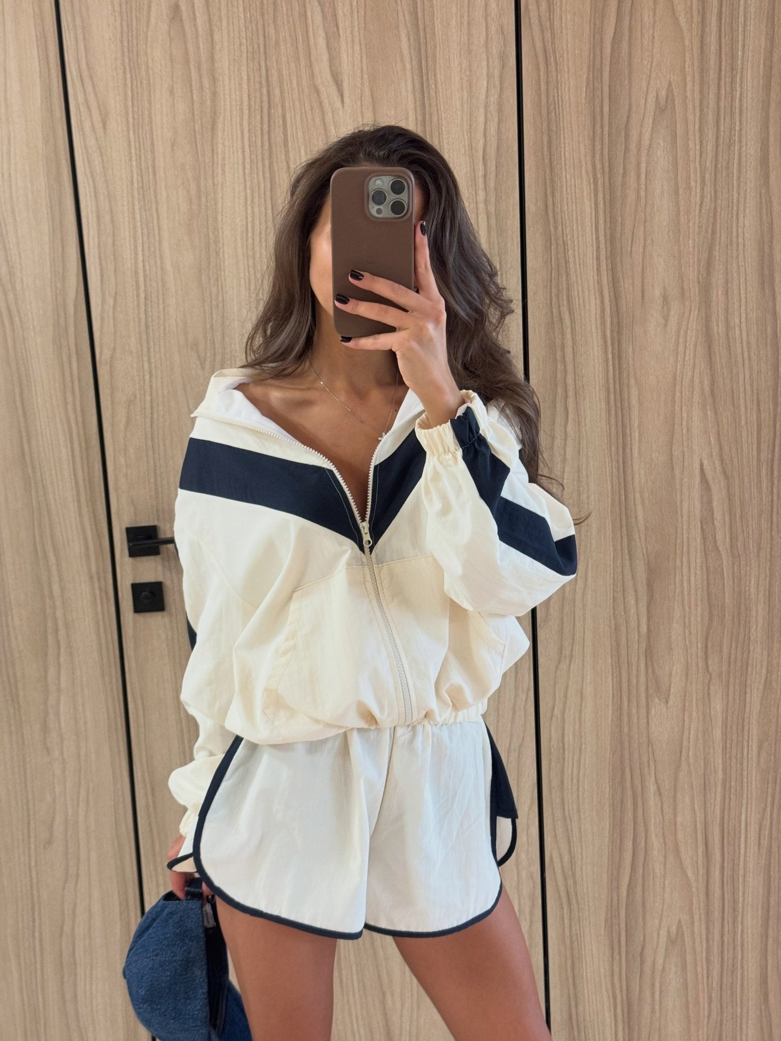 ZEYA - Sandra Chevron Windbreaker Shorts Set