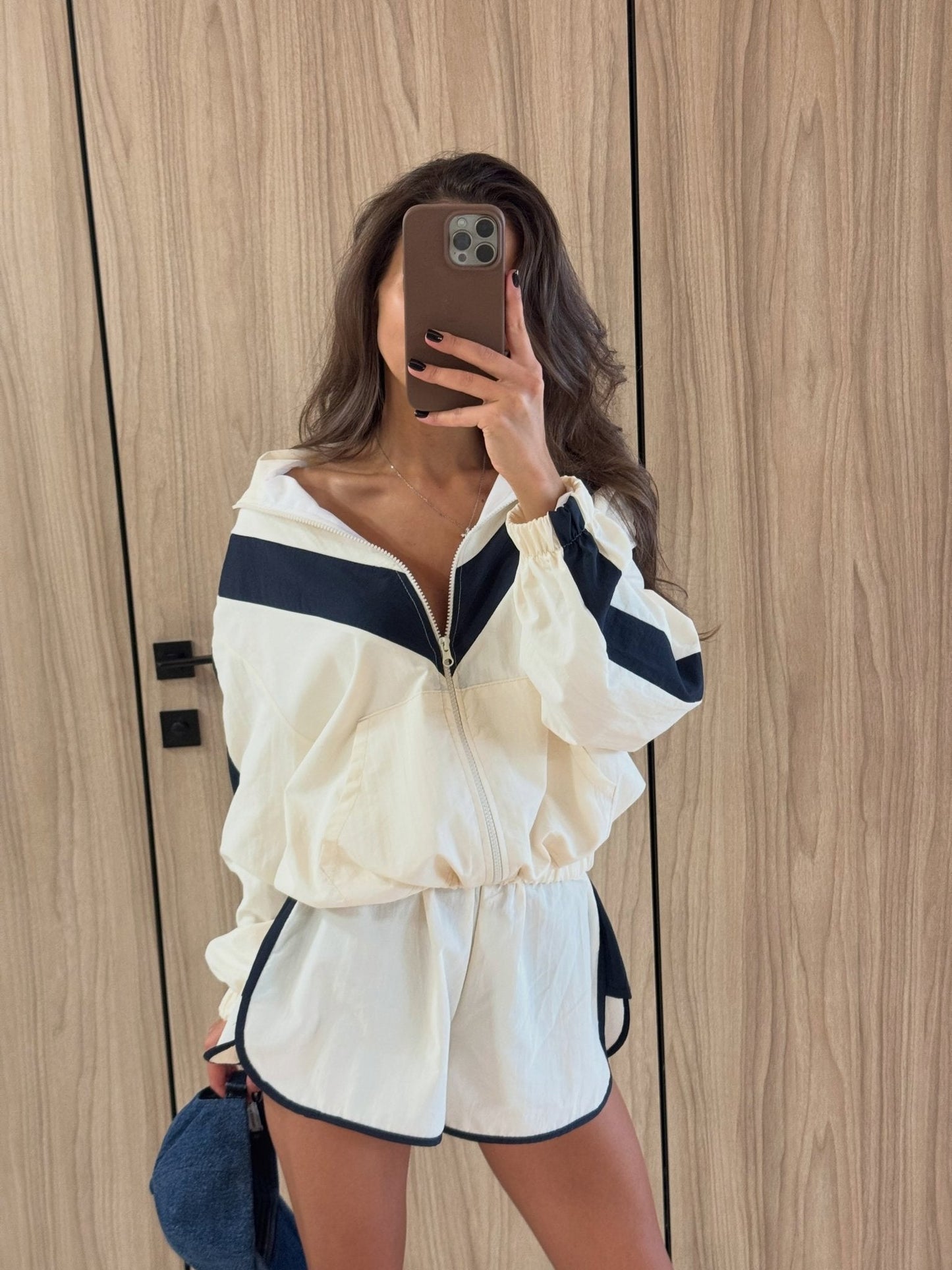 ZEYA - Sandra Chevron Windbreaker Shorts Set