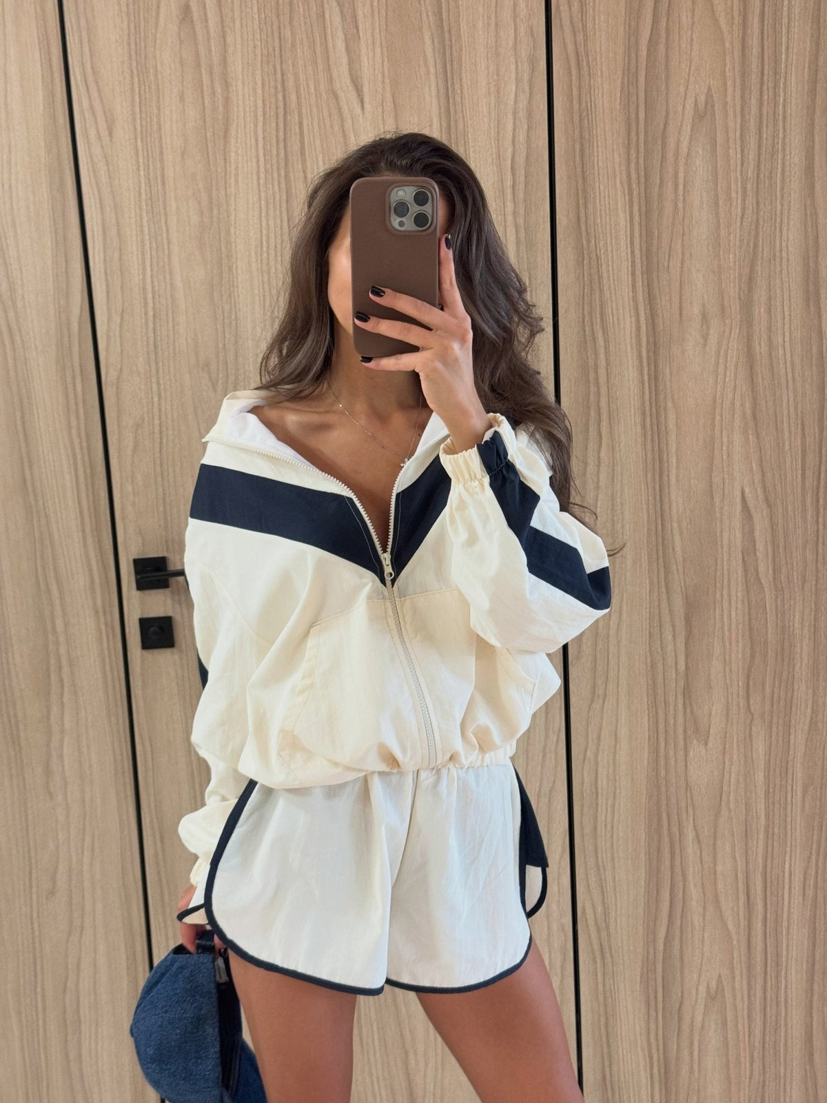 ZEYA - Sandra Chevron Windbreaker Shorts Set