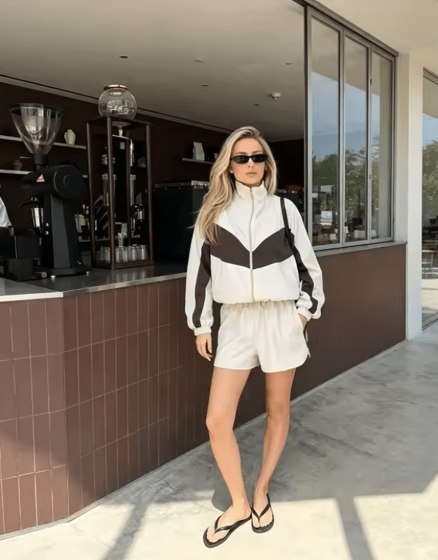 ZEYA - Sandra Chevron Windbreaker Shorts Set