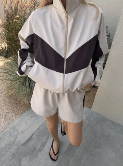 ZEYA - Sandra Chevron Windbreaker Shorts Set