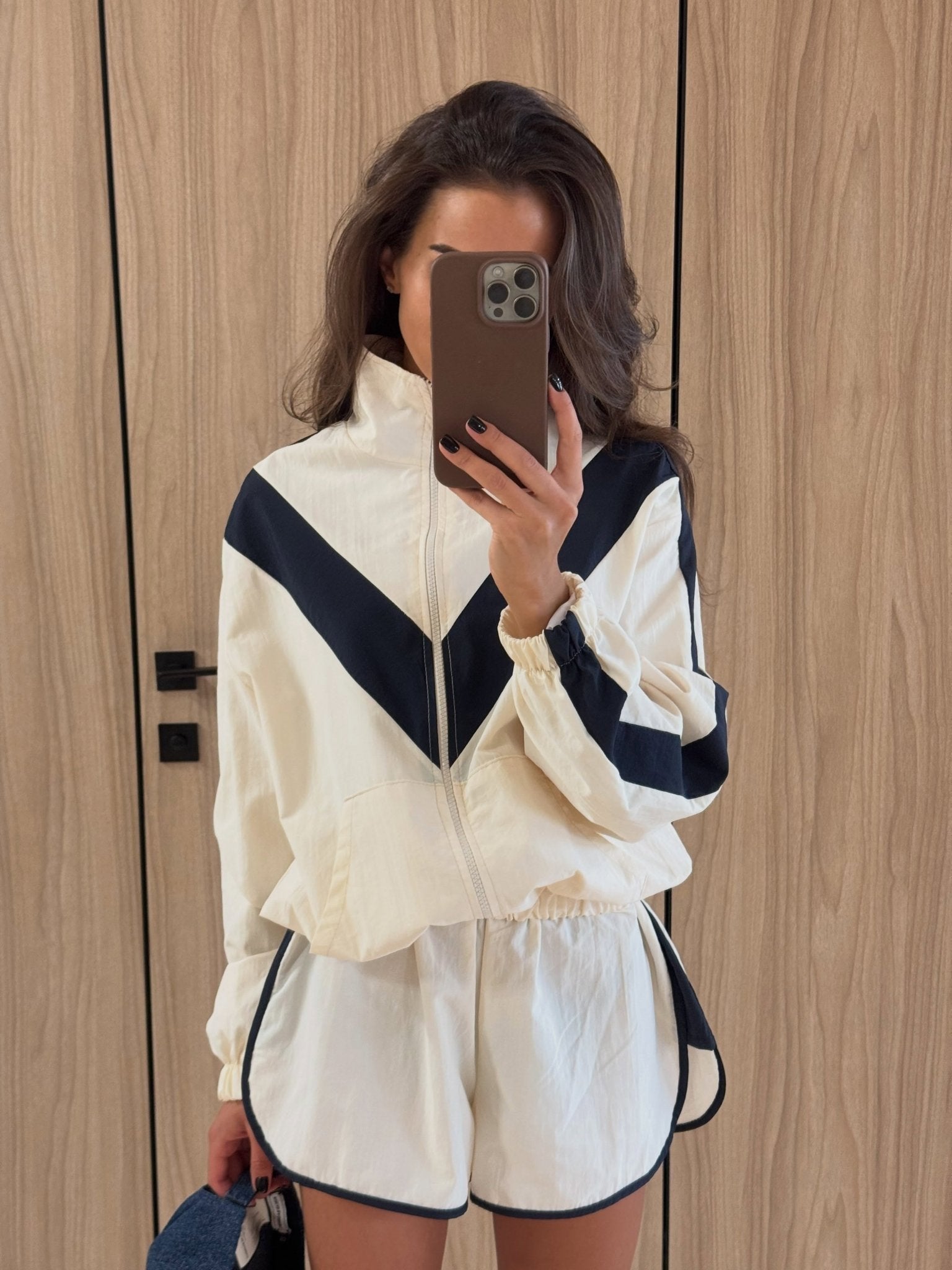 ZEYA - Sandra Chevron Windbreaker Shorts Set