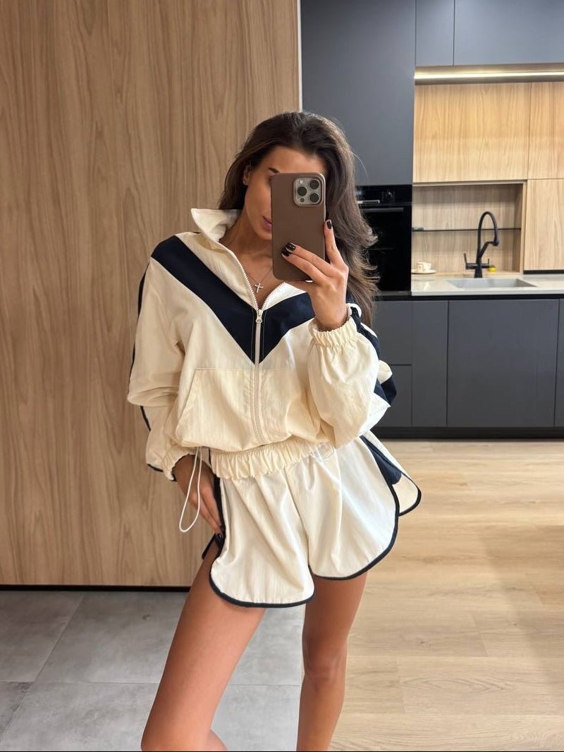 ZEYA - Sandra Chevron Windbreaker Shorts Set