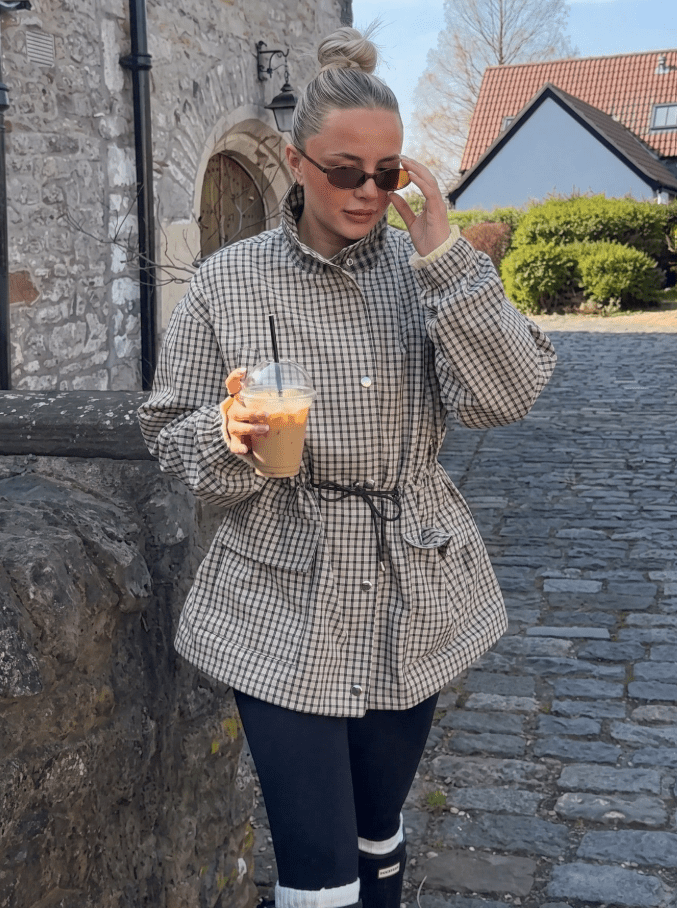 ZEYA - Sarah Vintage Plaid Waist-Cinched Jacket