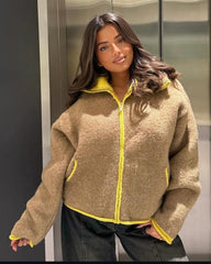 Cardigan zippé en maille à bordure contrastée Scarlett