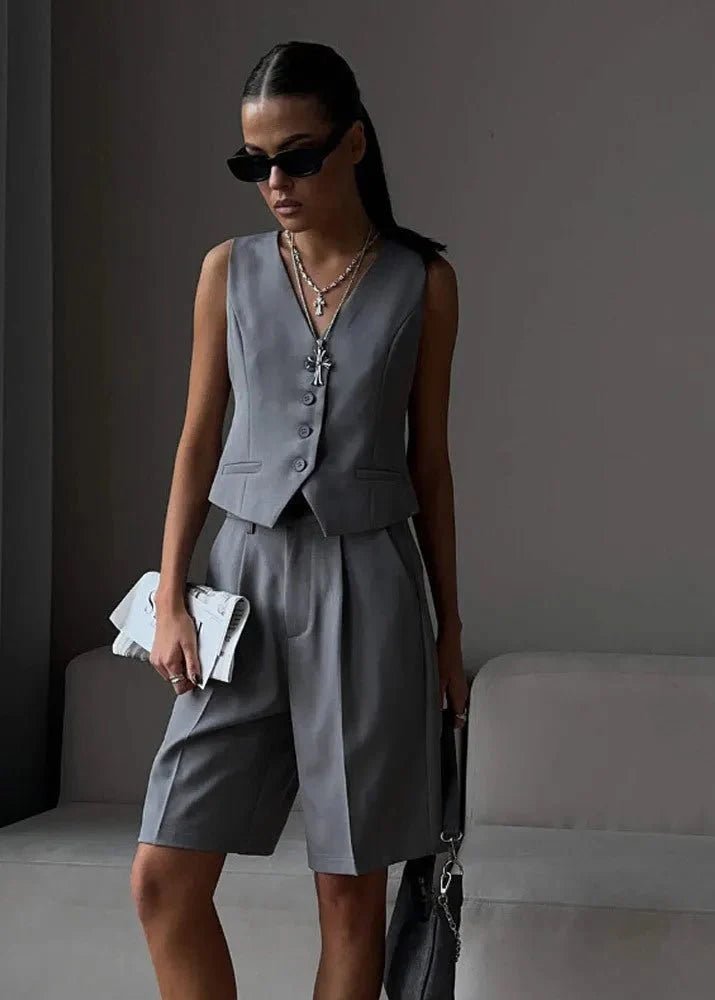 ZEYA - Serena Tailored Vest & Bermuda Shorts Set