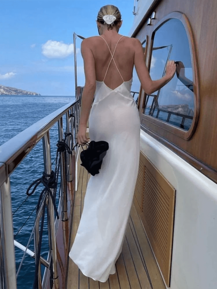 ZEYA - Sienna Deep V Sheer Slip Maxi Dress