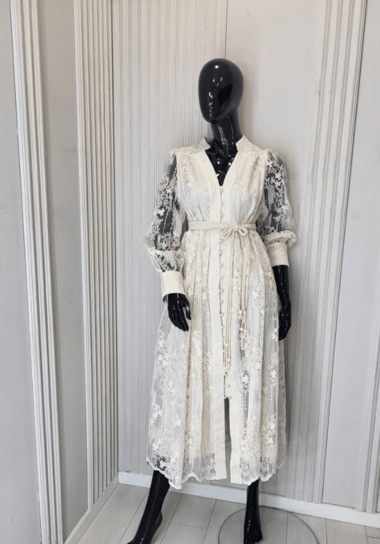 ZEYA - Sienna Embroidered Pearl Midi Dress