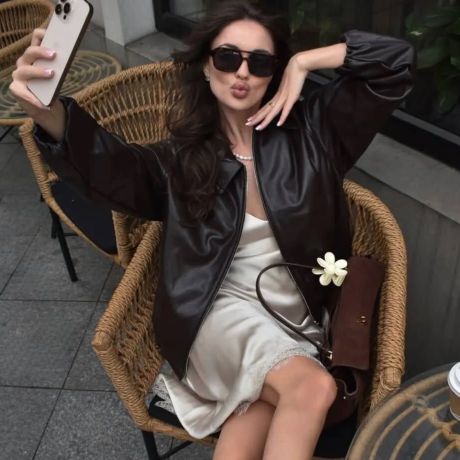 ZEYA - Sienna Faux Leather Bomber Jacket