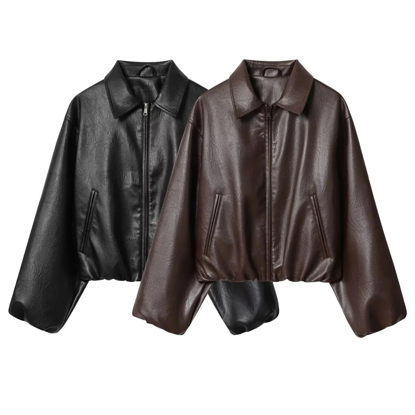 ZEYA - Sienna Faux Leather Bomber Jacket