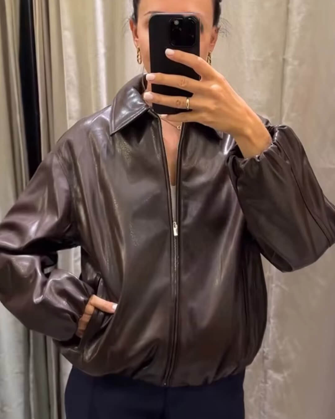 ZEYA - Sienna Faux Leather Bomber Jacket