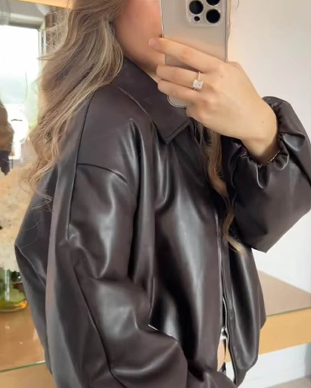 ZEYA - Sienna Faux Leather Bomber Jacket