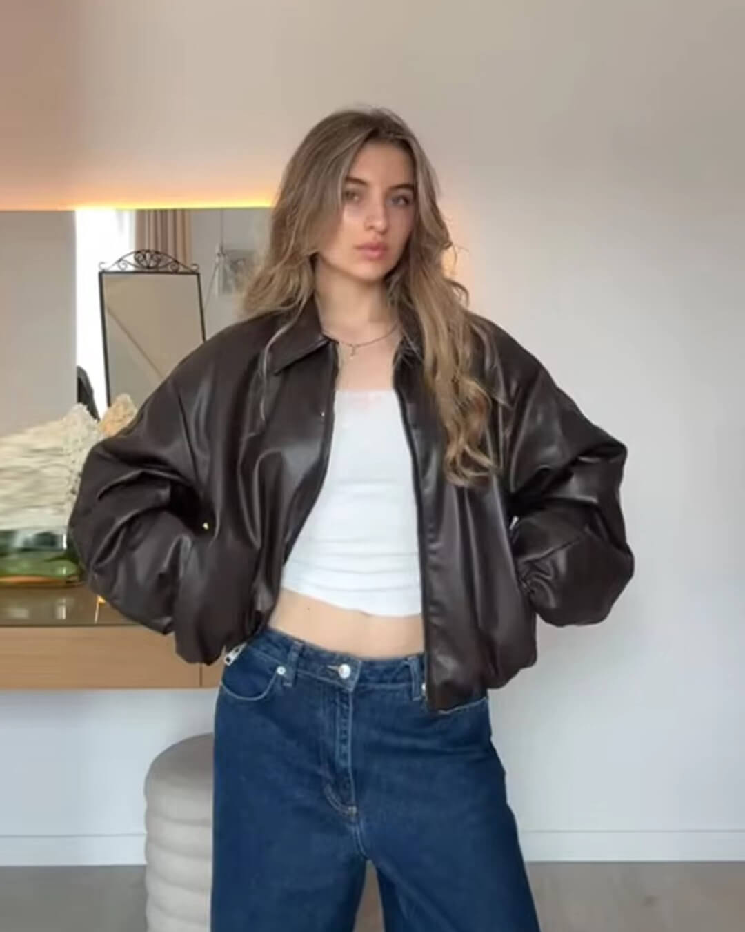 ZEYA - Sienna Faux Leather Bomber Jacket