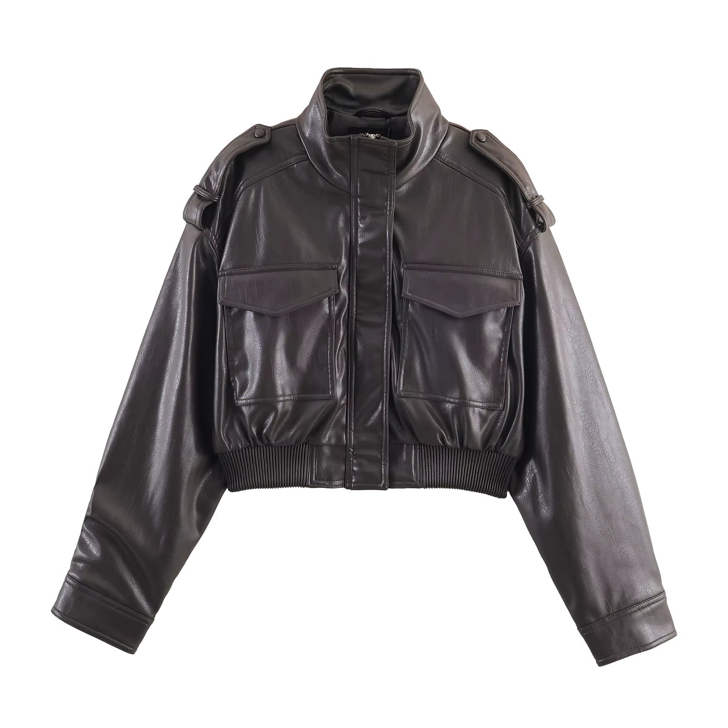 ZEYA - Sofia Faux Leather Bomber Jacket