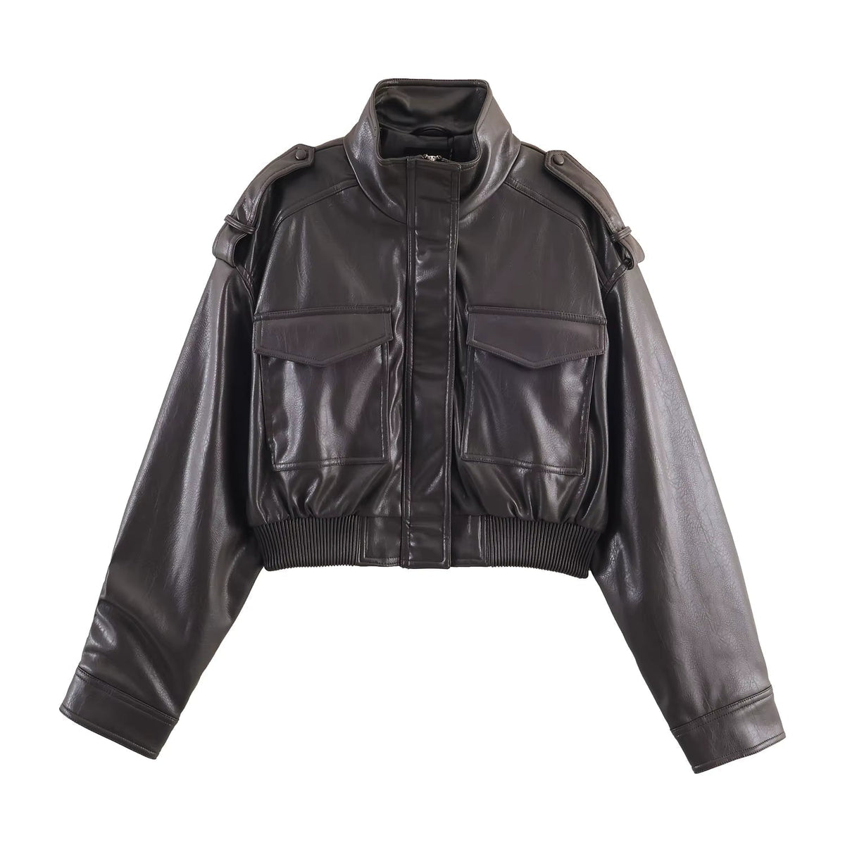 ZEYA - Sofia Faux Leather Bomber Jacket